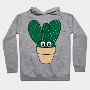 Cute Cactus Design #264: Bunny Ears Cactus In Dotted Terra-cotta Pot Hoodie